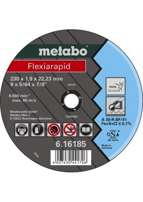Diskas pjovimo metalui 125x1,6x22,2 INOX, Metabo